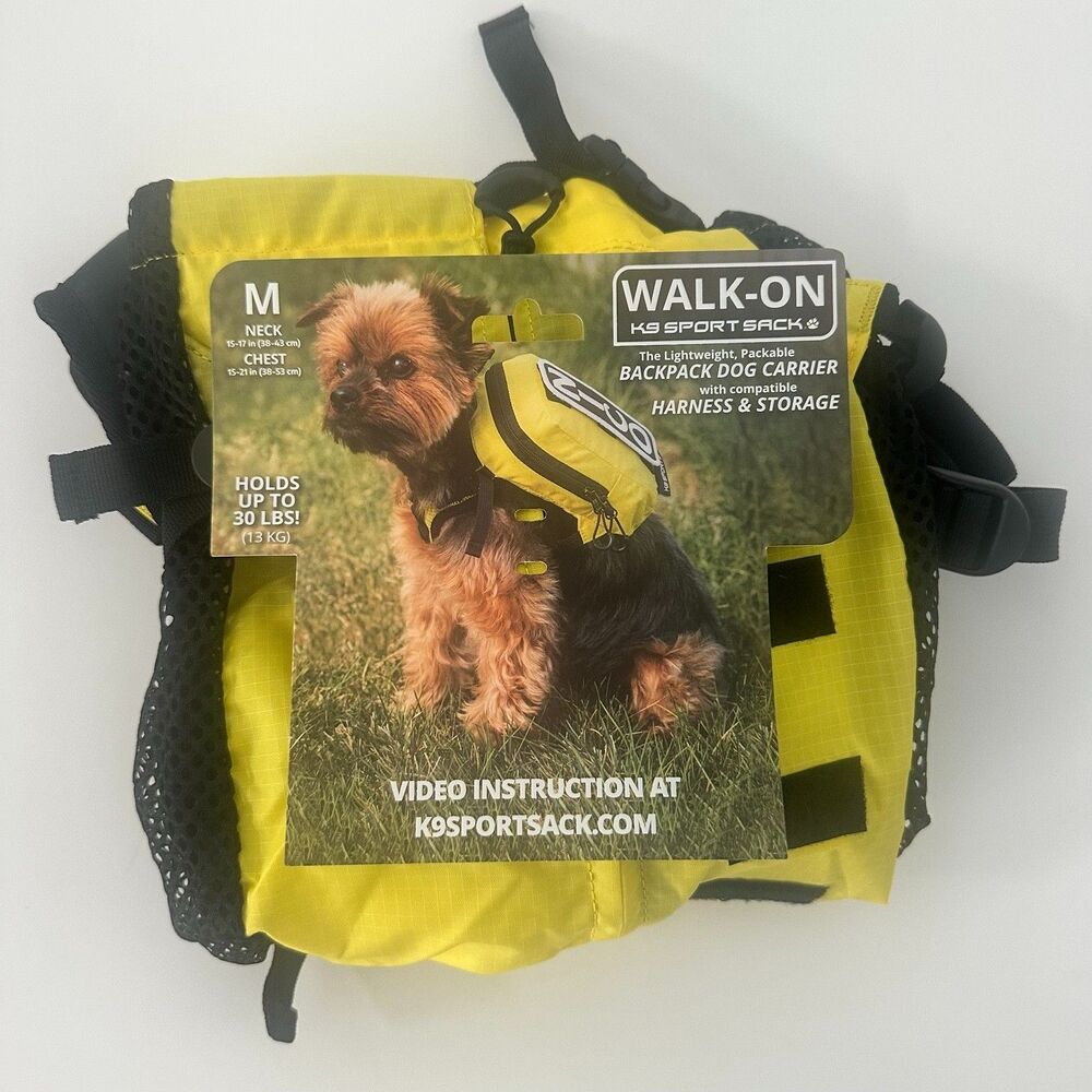 K9 Sport Sack Walk-On Dog Carrier Backpack Size Medium Yellow up to 30lbs NEW!